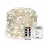 Xergy 10M 100 Led Battery Box and Remote and 8 Mode Functions copper Wire string light (Cool White)