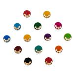 Comet Busters Multicolor Round Velvet Bindis with Golden Stones (6mm) (BIN2010) Pack of 1