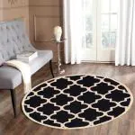 MRIC Luxurious Collection 4' x 4' Black/White Handmade Woolen Carpet For Living Room Bedroom Dining Room Drawing Hall Kitchen