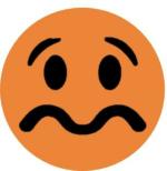 Blackdreams Orange Round Sad Smiley Self Adhesive Sticker - 25 Mm (Pack Of 1000)