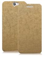Heartly Htc One Faux Leather Gold Back Cover