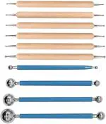 FRKB 9 Piece Ball and Wooden Dotting Tool Set Embossing Stylus for Clay Pottery Ceramic Nail Art and Polymer Clay