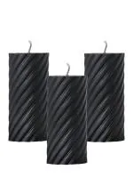 atorakushon Soy Wax Spiral Pillar Candle Set of 3 Pcs Scented Black Candles 2x3''inches for Home Decor Diwali Wedding Valentine Church x-Mass Dinner Table