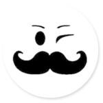 Blackdreams White Slimy With Mustache Round Sticker - 25 Mm (Pack Of 500)