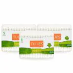 TULIPS Cotton Ear Buds/Swabs {pack of 3} with White PAPER Sticks {200/400 Tips} in a Flat Box