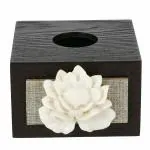 Cocktail Decorative Wooden MDF Square Tissue Box Holder|Facial Tissue Paper Cover|Dispenser for Car, Bathroom, Home, Office |Napkin Holder| Slide Out Bottom, Refillable ?Brown-Lotus