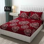 FLUFFANDFUR Queen Size Elastic Fitted Bedsheet Supersoft Premuim Brushed Cotton with 2 Pillow Cover 60x78 inch Fits Upto 8 inch Mattress (Queen Size(60x78), Design-5):