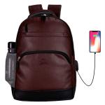 Leather World Pu Leather 15.6 inch College USB Laptop Office Backpack Men Women