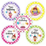 Svm Craft Durable Multicolor Happy Birthday Stickers (Pack Of 100)