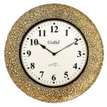Craftel Analog Golden Metal, Wood, Aluminium, Brass Embossed Vintage Hanging Wall Clock