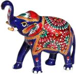 Rastogi Handicraft Elephant Trunk-up Good Luck Elephant Sculpture - Handmade with Meenakari work.