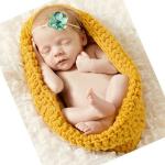 MOMISY Turmeric Velvet Babymoon Knitted Cocoon Nest New Born Baby Pod Sleeping Bag (0 to 3 Months)