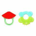 Mastela Watermelon and Ring Green Super Soft Silicone Teether (Pack of 2)