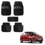 Oshotto Anti Skid Rubber Car Tray Foot Mat for Ford Figo (Set of 5, Black)