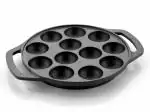NIRLON Pre-Seasoned Cast Iron Paniyaram Pan/Appam Patram with Loop Handle |12pit | Gas & Induction Friendly | Nonstick Appe/Paddu pan, 100% Pure & Toxin-Free, No Chemical Coating