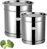 Chakmak Silver Stainless Steel Round Utility Pawali Container (pack of 2) 5000 ml, 6000 ml