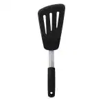 Ramkuwar Heat Resistant Non-Stick Soft Grip Silicone Slotted Turner Spatula (Black)