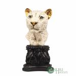 Indicast White Glossy Resin Lioness Head Statue for Home Decor 35 cm x 14 cm