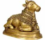 Idol Collections Multicolor Brass Shiva Nandi Bull Statue Sculpture, 13.5 Inch