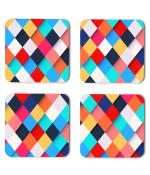 Whats Your Kick Colorful Pattern Design Printed Set of 4 Coaster With Metal Stand