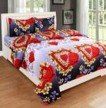 VORDVIGO 3D Polycotton Double bed bedsheet with two Pillow cover_Size-90*90 inch ( Valentine Design)