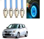 Feelitson Blue Car Tyre Led Light Rim Valve Cap Flashing With Motion Sensor Blue For Swift Type-1 (Pack Of 4)