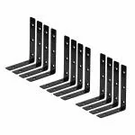 Retailmonk L Shape Heavy Duty Steel Black Wall Shelf Angle Brackets 6 inch x 4 inch x 1 inch (12pcs)