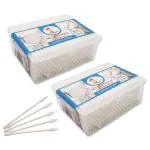 Majestique Paper Sticks Cotton Swabs Buds 2 Shape - Soft, Gentle on Face, Ear Cleaning, Makeup, and Beauty Applicator, Nail Polish Removal - 200 Sticks (Pack of 2)