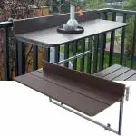 Metreno Balcony Table for Railings Foldable WPC Hanging Railing Bar Table for Balcony Railings Shelf for Coffee, Laptop, Desk, Garden-Outdoor, Indoor Tables(100 * 37 cm, Brown)