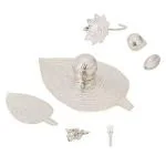 Osasbazaar Silver Pan, Supari, Coconut, Tulsi, Cardamom, Clove,Rice Combo For Pooja/Festival