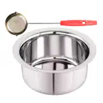 SHINI LIFESTYLE Steel Bhagona,Tope, Pateli, Milk Pot 21cm with Water Dispenser Ladle, dolu, doya