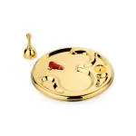 Prabha PVD Gold Coating Puja Thali With Ghanti Set, Pack of 2