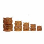 K. Y. COLLECTIONS Showpiece Wooden Owl/Ullu 5 Piece for Home Office Decor and Gift Purpose
