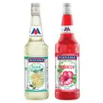 Manama Hibiscus Syrup and Elder Flower Syrup | 750ML Each | Mixer for Mocktails, Cocktails, Drinks, Juices, Beverages | Pack of 2