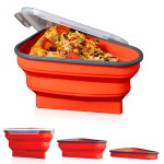 TALLIN Silicone Pizza Storage Box Container with Adjustable 5 Microwavable Serving Trays
