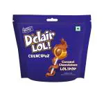 Derby Dclair Lollipop Cruncheez Standy Pouch (Pack Of 4) | Caramel Chocolatee Center Filled Lollipop | 10Pcs Each Packet | Pack of 4.