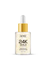 RENEE 24K Gold Serum, Delivers Instant Golden Glow, Reduces Fine Lines & Blemishes, Hydrates & Plumps the Skin, Lightweight & Non-Sticky, Blend of 24-Karat Gold Flakes, Safflower, White Mulberry & Bearberry Extract, 30ml