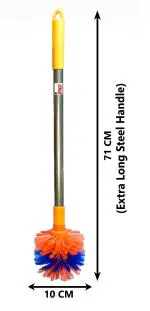 Mast Toilet Cleaning Brush Round with Extra Long Steel Handle (Color : Orange)