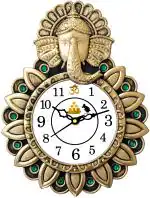 Shrijay Analog 22 cm X 29 cm Wall Clock (Copper, With Glass, Standard)