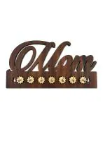 WENS Brown Wood Mom's Love 7 Hooks Key Holder 5.6 x 10.6 inch (WSKH1012BR)