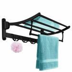 FORTUNE Classic Stainless Steel Folding Towel Rack for Bathroom | Towel Stand | Towel Hanger | Napking Holder I Clothes Hanger Bathroom Accessories - Black Finish 18 Inch