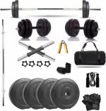 GYM INSANE16Kg PVC Gym Equipment Weight Plate Kit 3ft Straight Barbell Dumbbell Rod Set Home Gym Kit