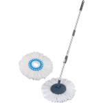 Primeway SS Spin Floor Mop Extendable Handle Stick Rod | Replacement Set | Handle + Disc + 115g 2 Refills | Grey