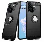 Unistuff Back Case Cover for Tecno Camon 20 Pro 5G with Magnetic Kickstand | Premium Matte Finish | Camera Bump Protection | Rubberized Ring Cover - Night Black, 78345