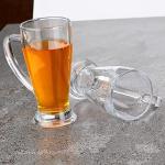 VVG TRADERS Clear Glass Beer Mug With Handle Set, 650 Ml (Set Of 2)