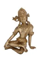 Arihant Craft Ethnic Decor Devraj Indra Idol Handcrafted Showpiece - 24 cm (Brass, Gold)