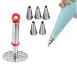 First Front Stainless Steel Potato Masher With Cake Decorating 6 Pcs Nozzle and (Multicolour, Pack of 2)