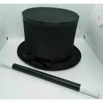 WIZERDY MAGICIAN HAT WITH MAGIC STICK FOR MAGIC SHOW | COLOR-BLACK