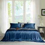 Home Blendz Bamboo Only Flat Sheet Set 1 Pc 100% Organic, Natural, Softest, 400 Thread Count Cooling Like Silk (Twin 68*96 INCH DEEP BLLUE)