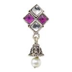 CHAITANYA EMPORIUM elegant square ruby and white stone silver jhumke
